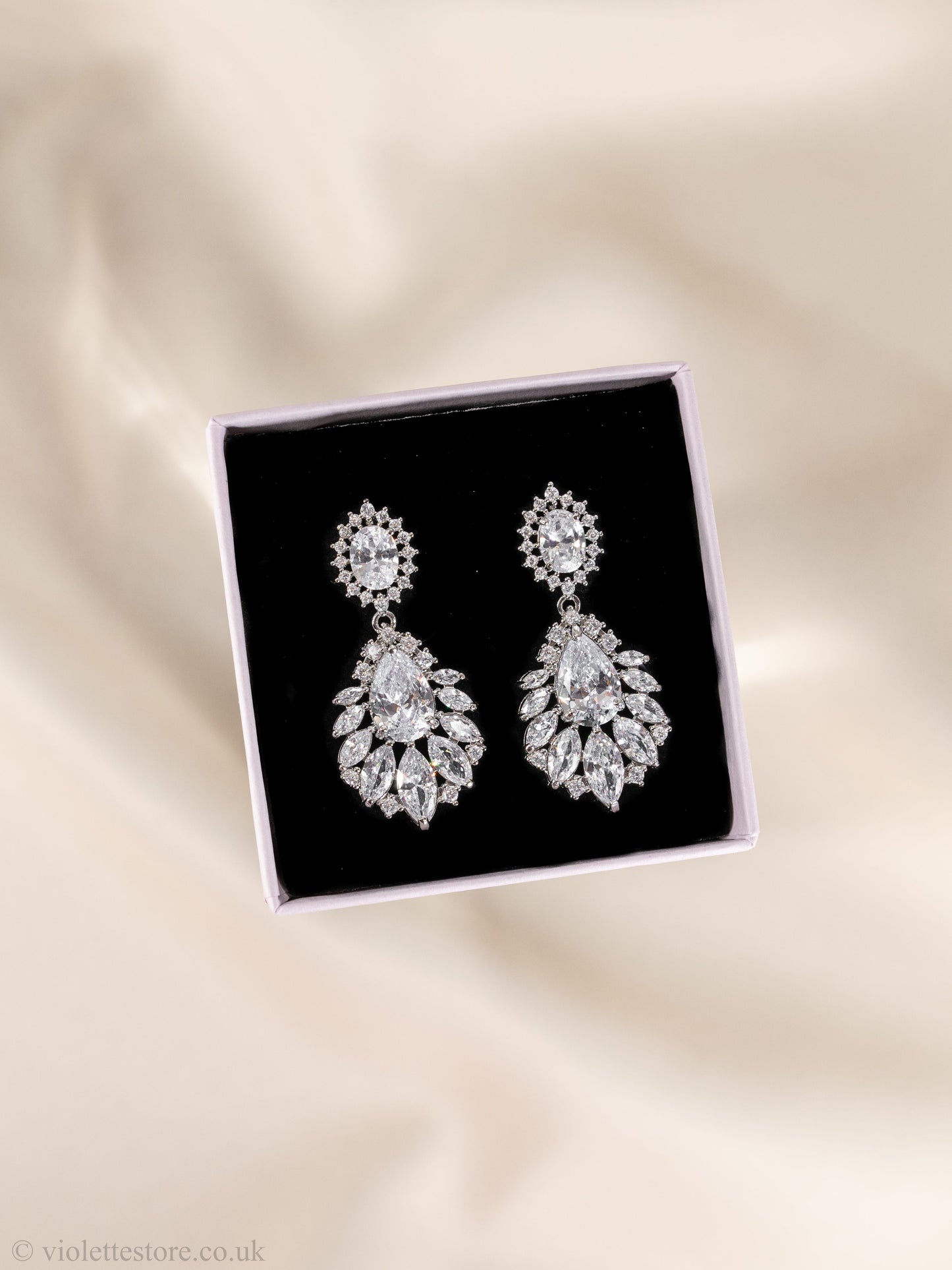 Floral Teardrop Wedding Earrings
