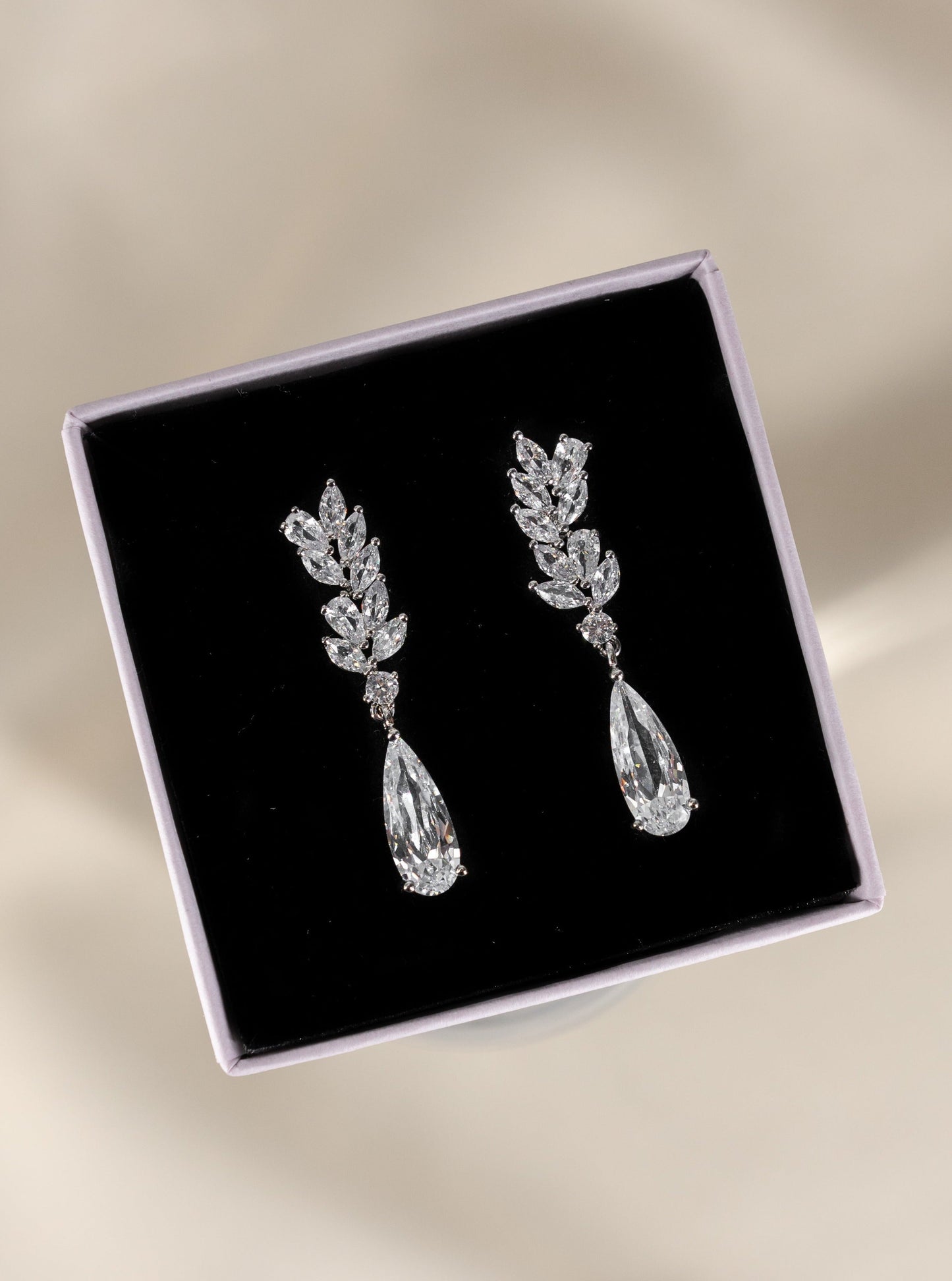 Wheat Ear Zircon Tear Drop Earrings