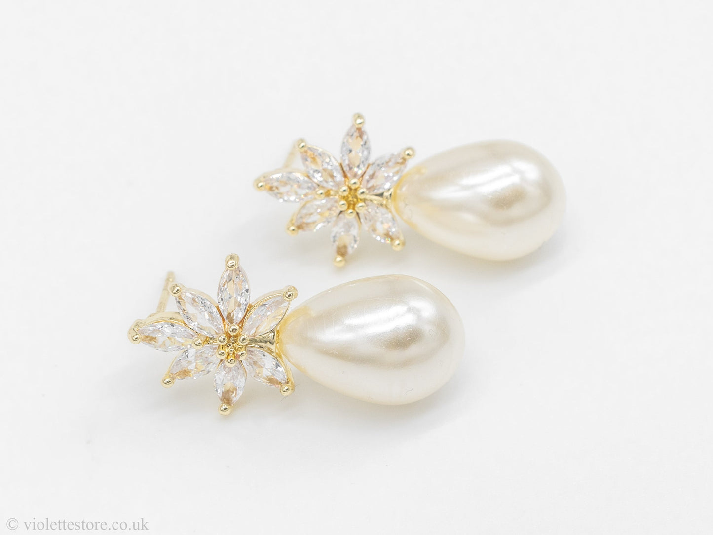 Snowflake Pearl Zircon Earrings