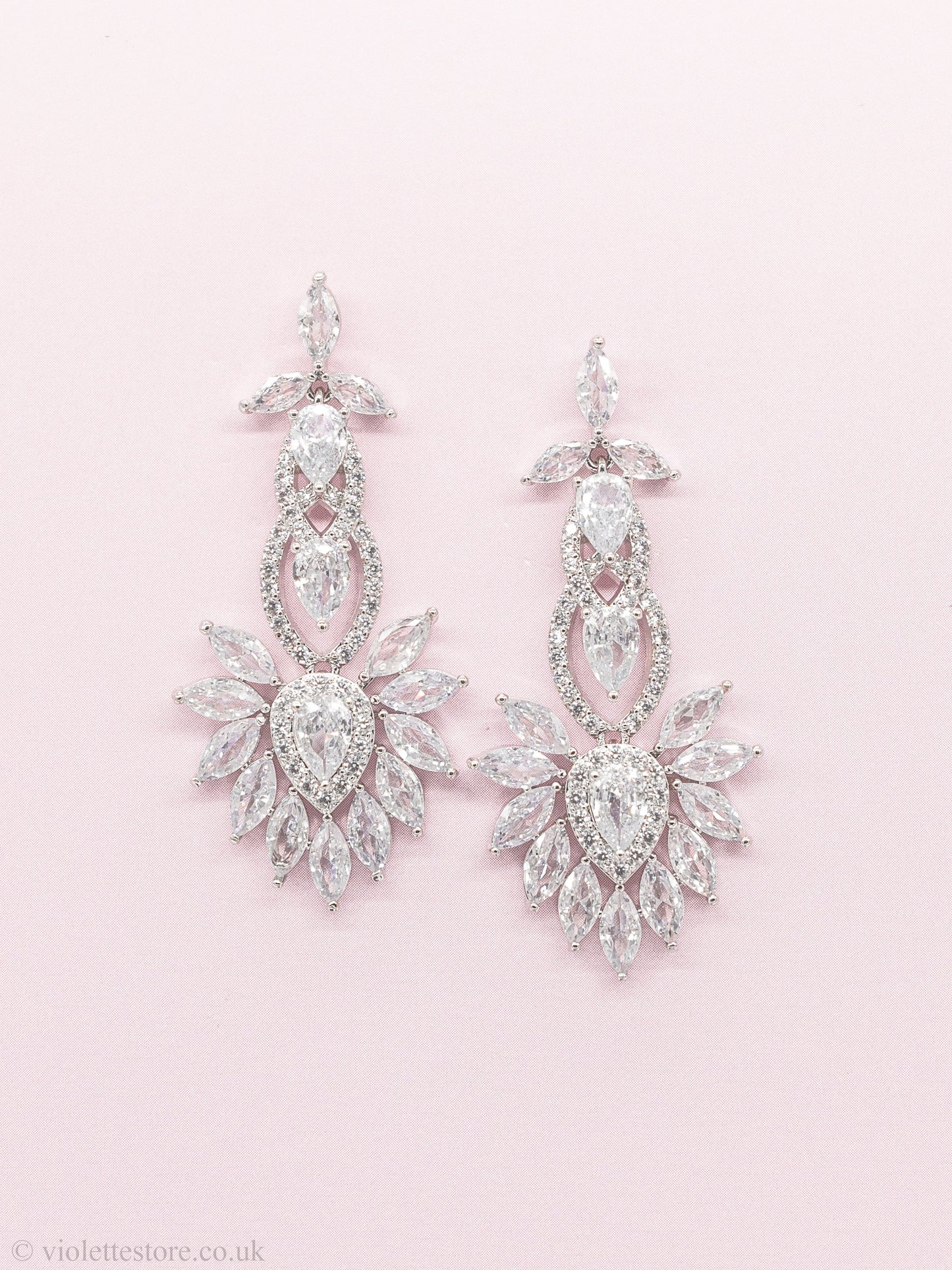 Geometric Flower Crystal Earrings