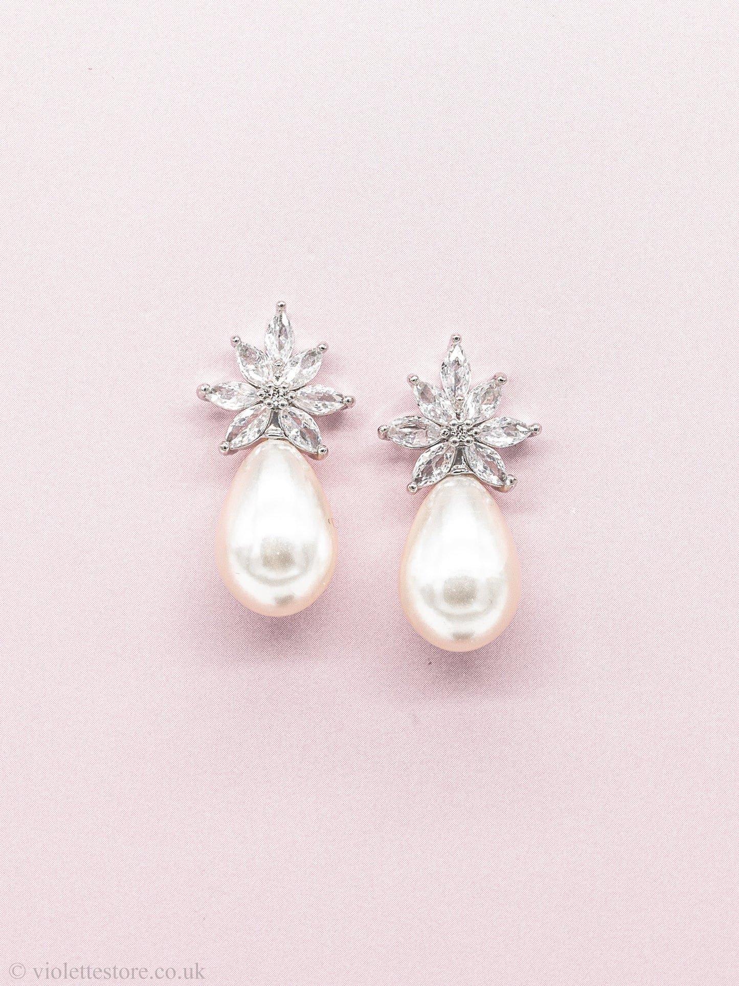 Pearl Snowflake Crystal Earrings