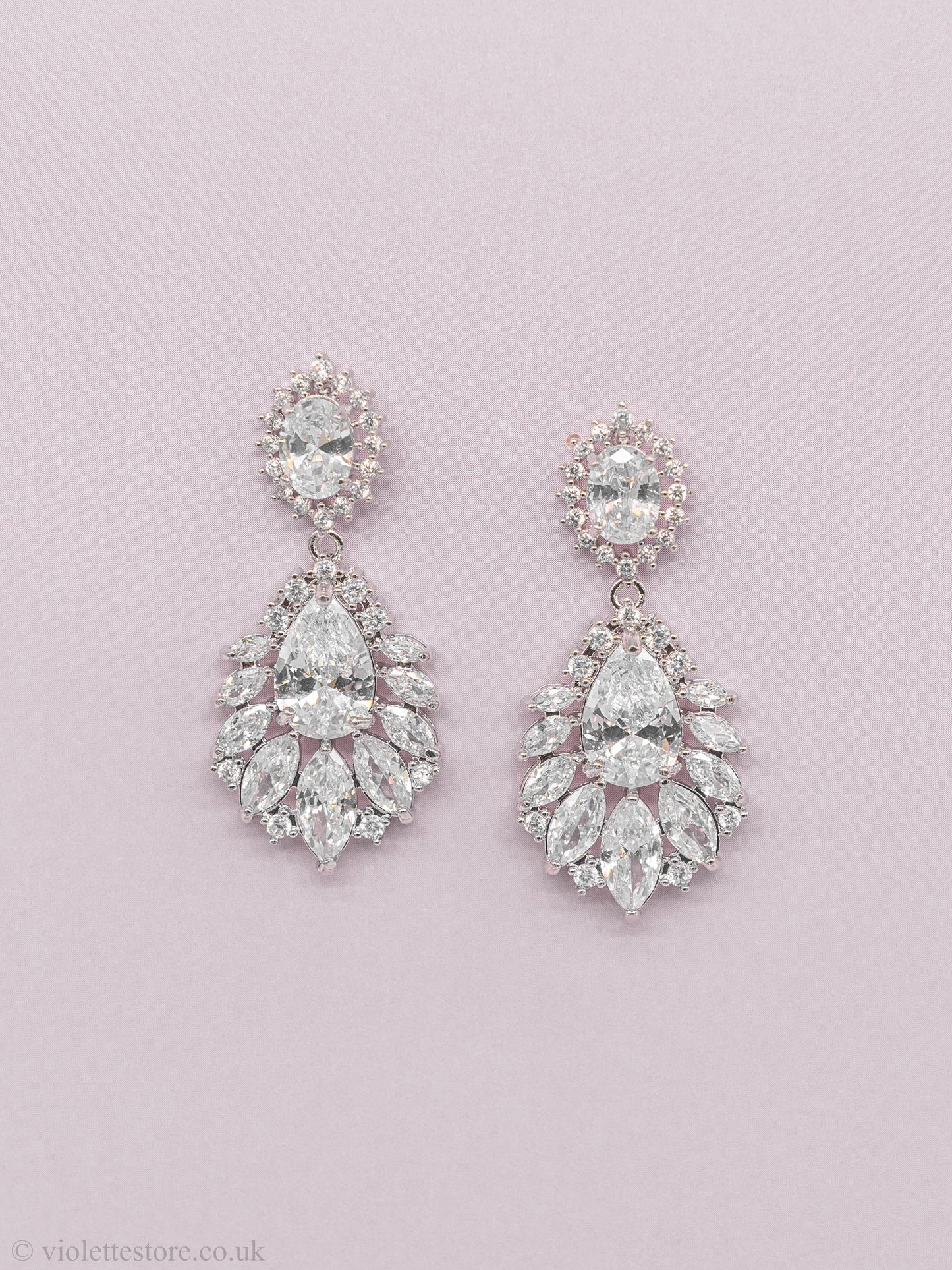 Floral Teardrop Wedding Earrings