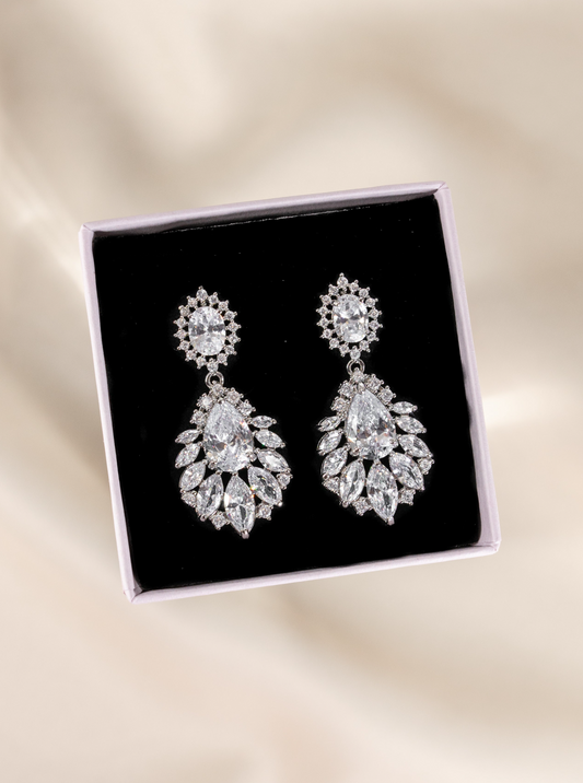 Floral Teardrop Wedding Earrings