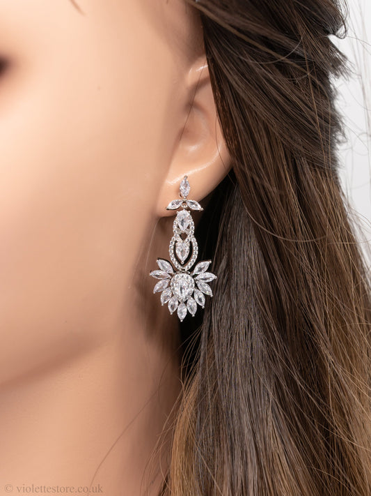 Geometric Flower Crystal Earrings