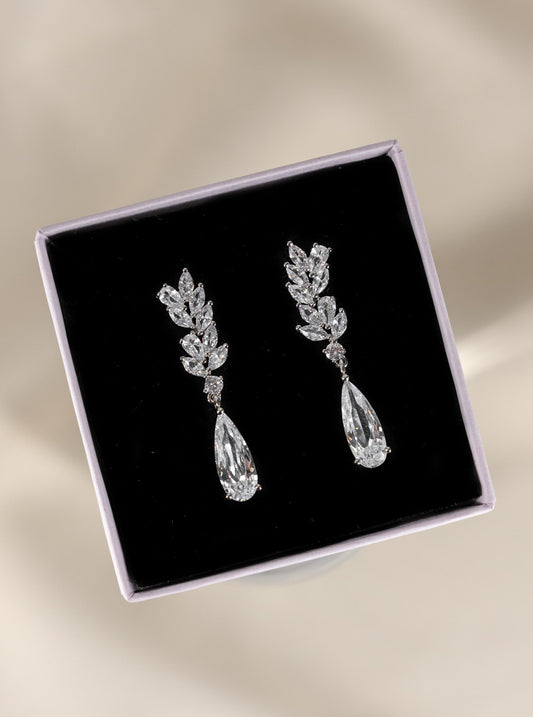 Wheat Ear Zircon Tear Drop Earrings