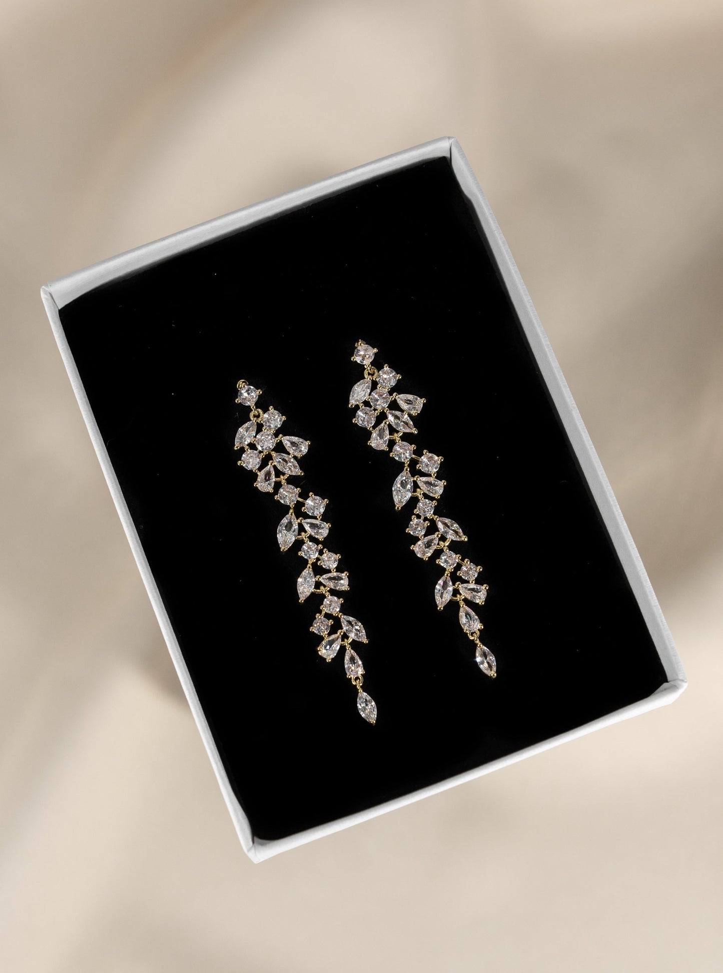 Wheat Ear Long Tassel Diamond Earrings