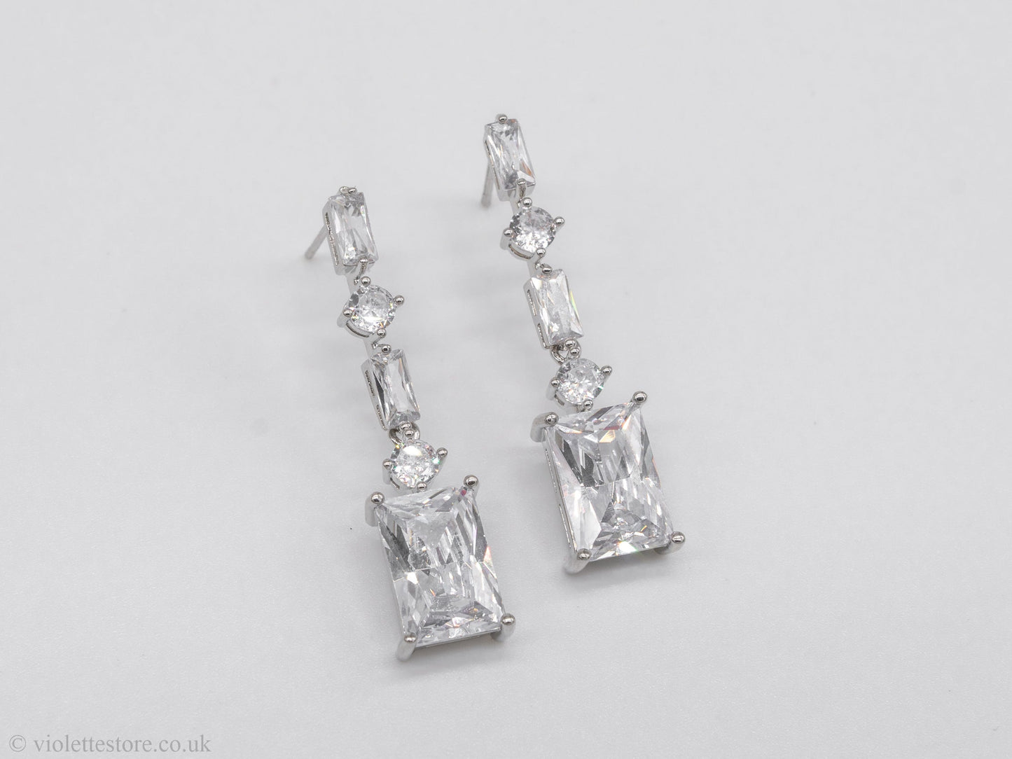 Light luxury square tassel silver earrings