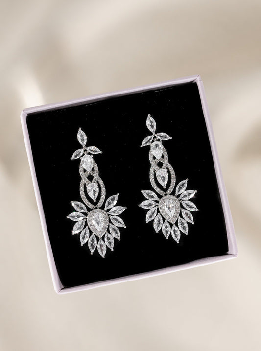 Geometric Flower Crystal Earrings