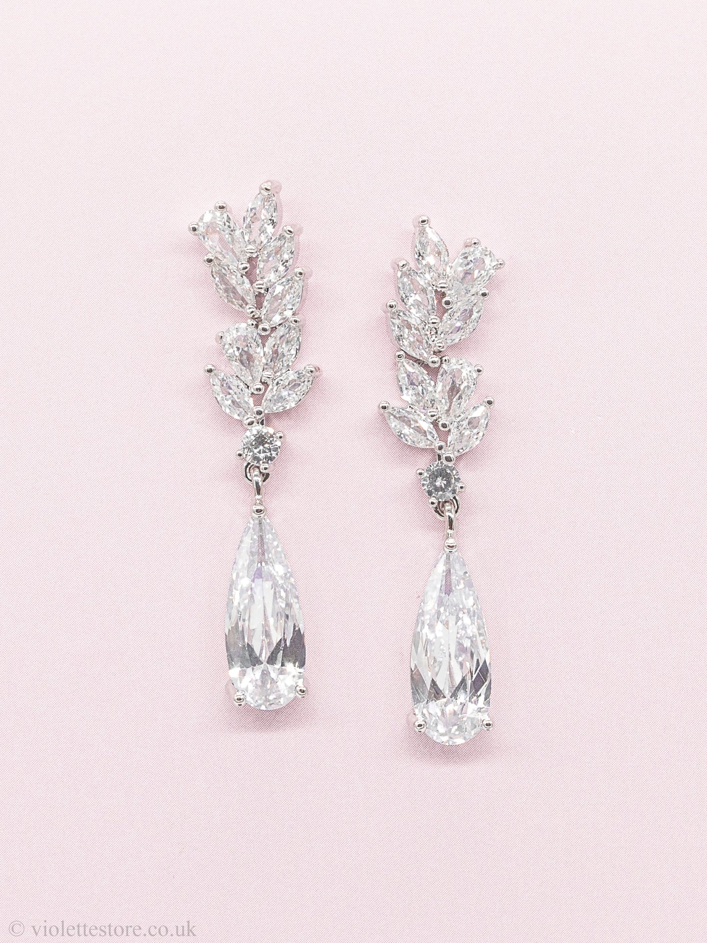 Wheat Ear Zircon Tear Drop Earrings