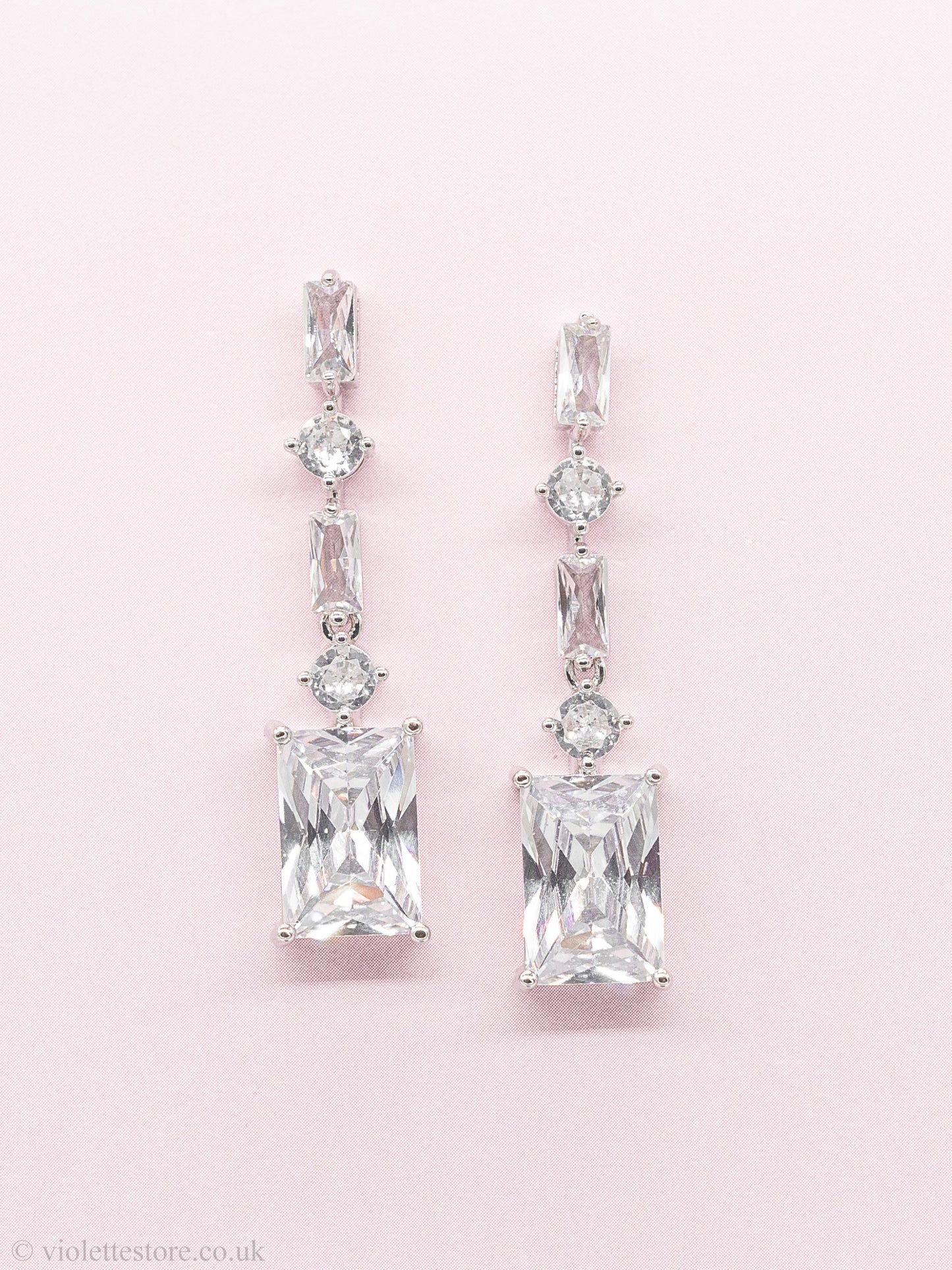 Light luxury square tassel silver earrings