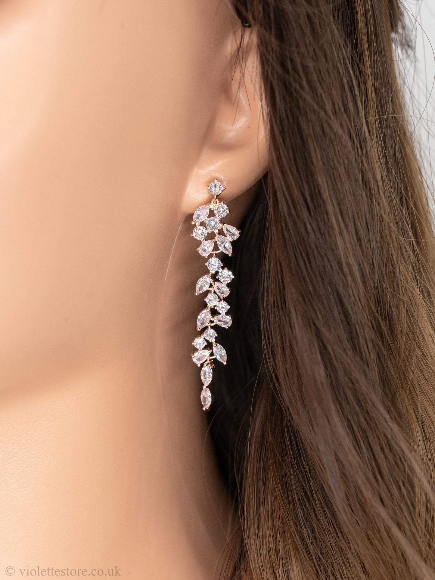 Wheat Ear Long Tassel Diamond Earrings
