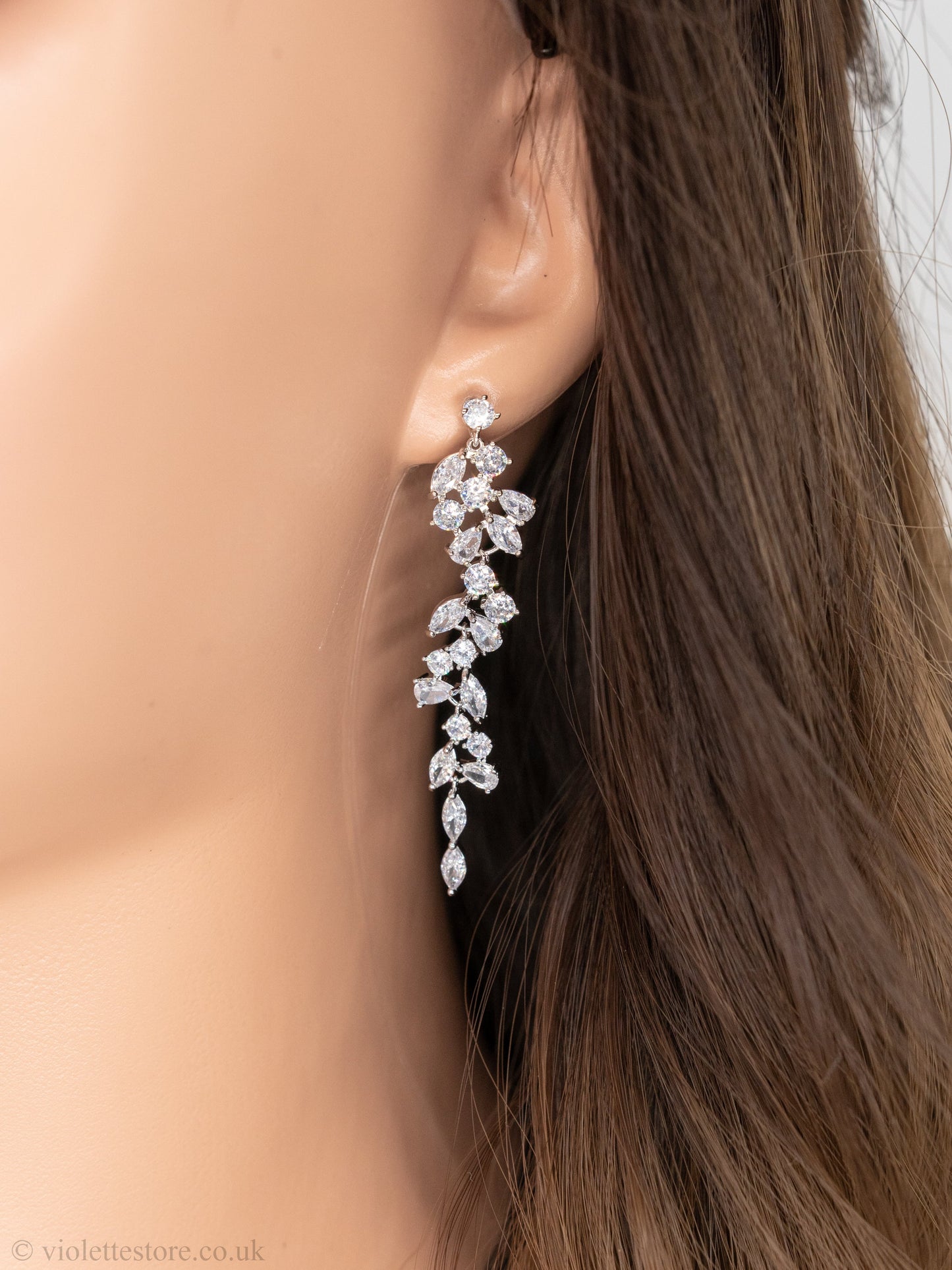 Wheat Ear Long Tassel Diamond Earrings