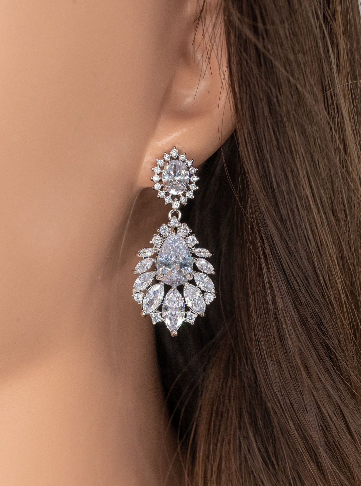 Floral Teardrop Wedding Earrings