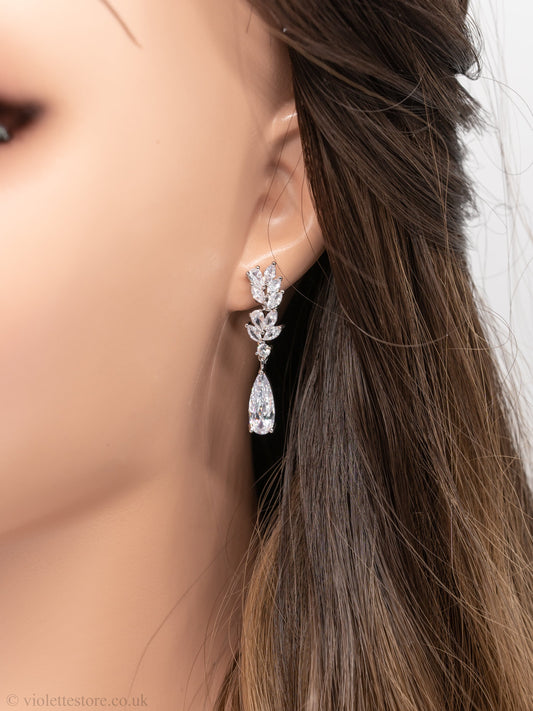 Wheat Ear Zircon Tear Drop Earrings